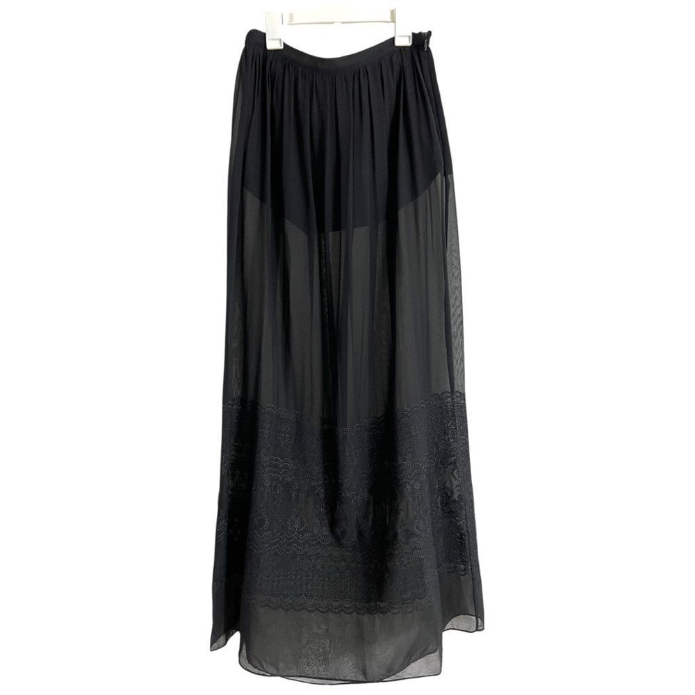 Pierre Balmain Black Sheer Chiffon Maxi Skirt Size 30/44 or US 8